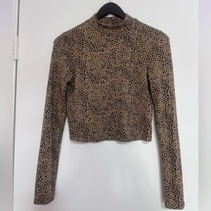 American Eagle Outfitters Animal Print Long Sleeve Top - Brown and Black